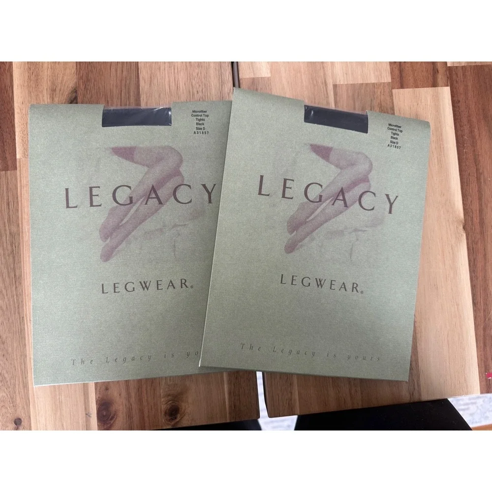 Legacy Legwear 2 Pack Microfiber Control Top Tights Black Size D‎ A31857 NEW
